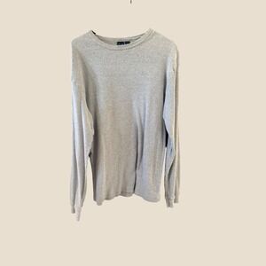 Gap Mens Thermal Long Sleeve Shirt Gray Ribbed Cotton Crew Neck Large L